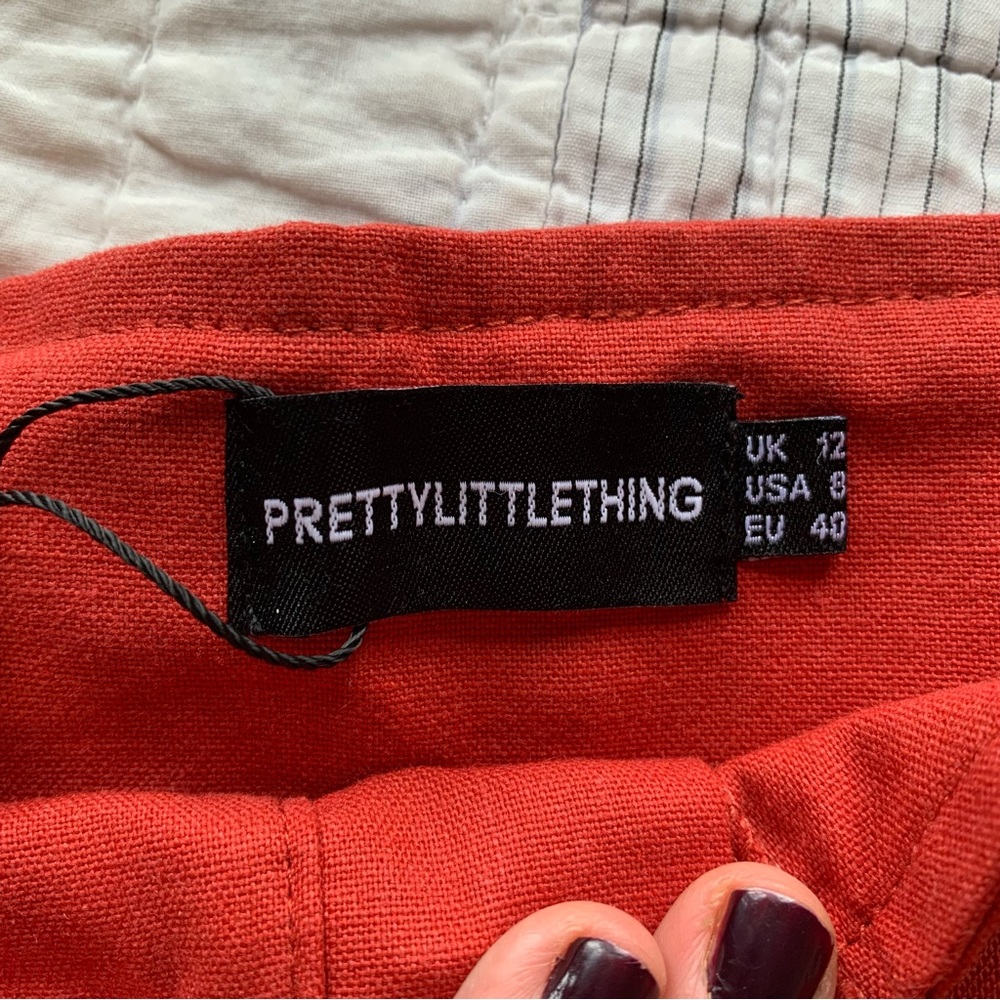 🌻SOLD🌻Pretty Little Thing Tall Rust High Waisted Seam Detail Pants - Picture 13 of 13